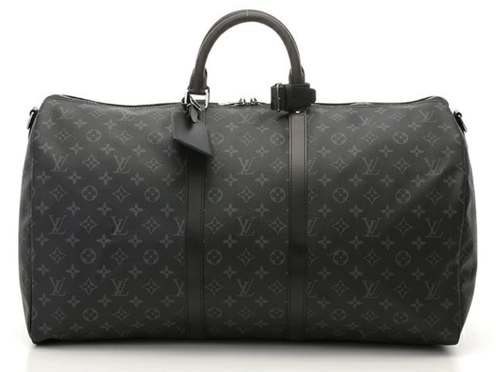 LOUIS VUITTON Keepall Bandouliere Boston Bag Monogram Eclipse Black Canvas